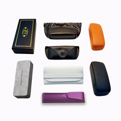 眼鏡盒 黑色皮質眼鏡盒 PVC釘扣軟包太陽鏡盒 墨鏡盒 可印LOGO 批