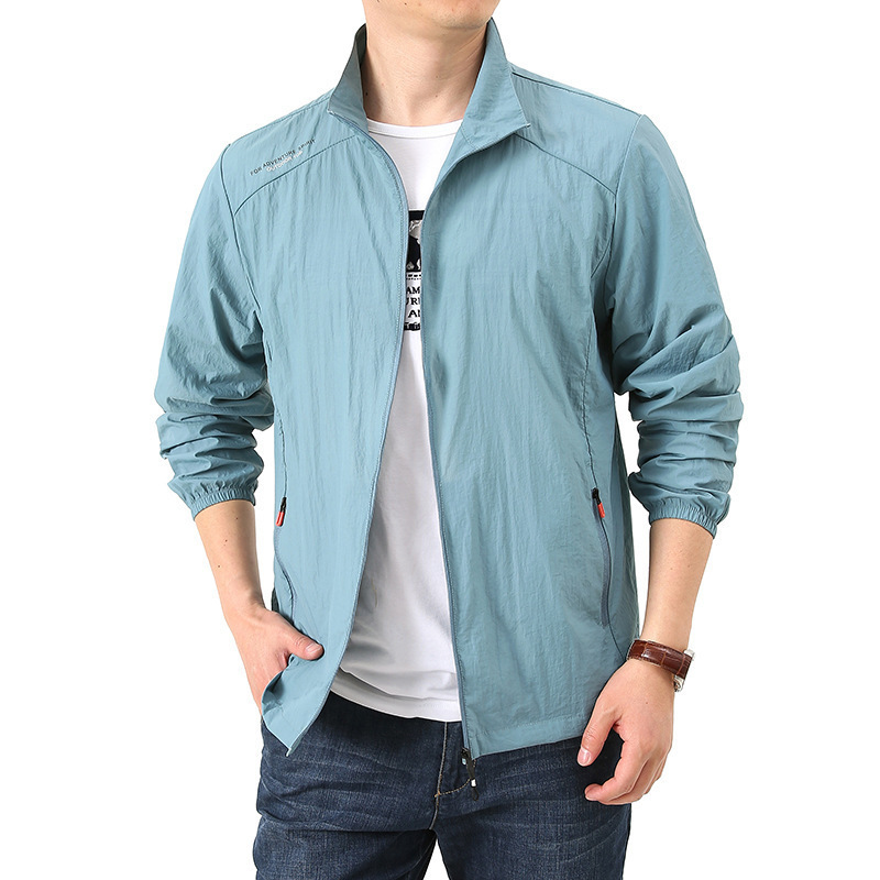2022 chaqueta de cuello vertical de verano hombre delgada ropa de piel transpirable de mediana edad chaqueta deportiva de verano chaqueta de protección solar hombre