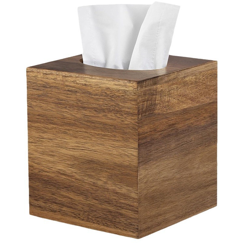 2025 Cross-Border Solid Wood Desktop Tissue Box Bathroom Living Room Coffee Table Paper Box Creative Napkin Storage Box