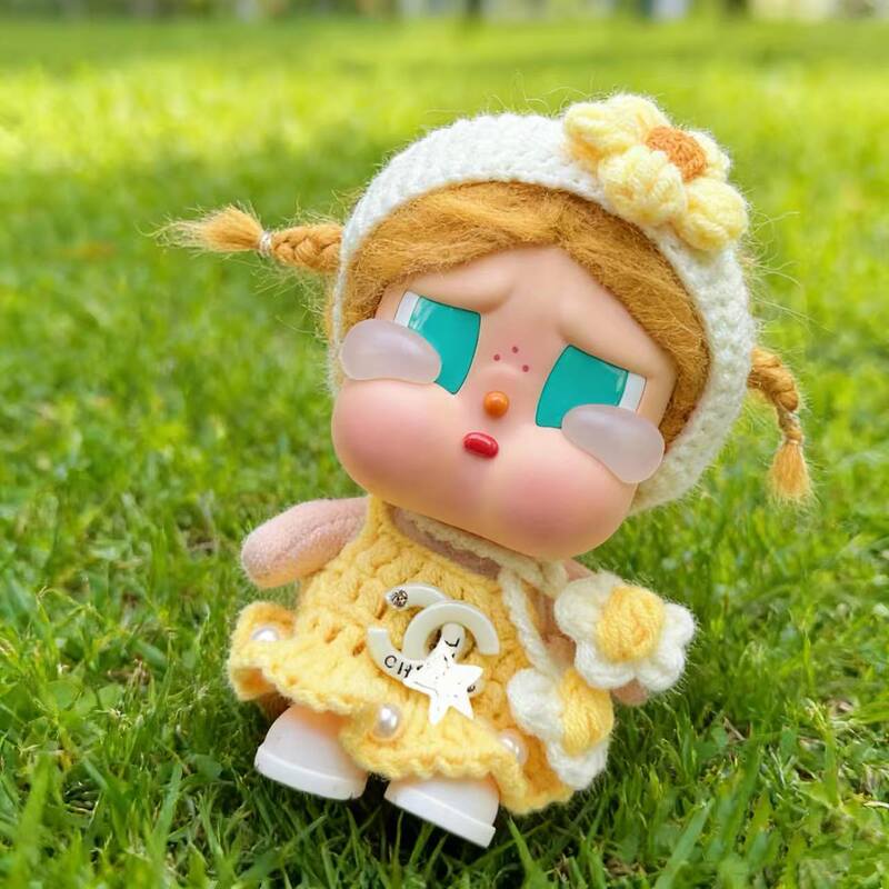 Crybaby Crying Doll Clothes Bear and Cat Outfit Set 15cm Doll Clothes Set Knitted Dress Hair Accessories