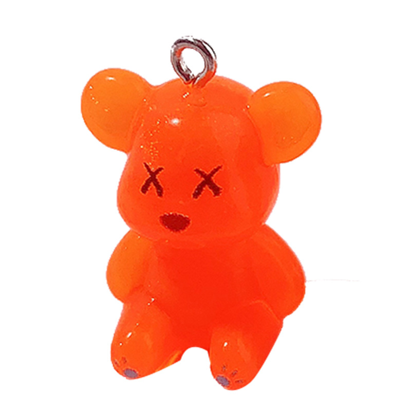 Ventas calientes de luz nocturna violenta estereoscópica osos diy joyas hechas a mano colgantes llaveros pendientes crema pegamento accesorios de caso de teléfono celular