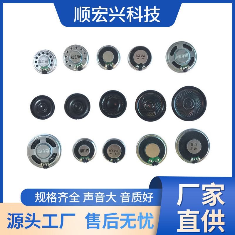 Iron Shell 20 23 26 27 28 30 32 36 40 50mm4 Ohm 8 Ohm 0.5W1W 2W Internal Magnetic Speaker