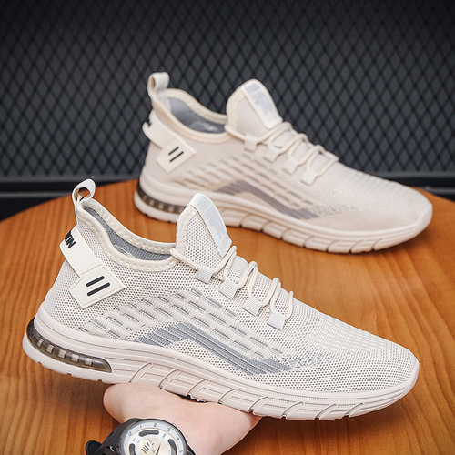 Summer fly knit sneakers men's breathable mesh running shoes wholesale men's shoes street daily travel shoes