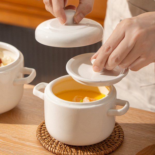 Two -ear ceramic stew pot with water -proof stewed jar small soup…