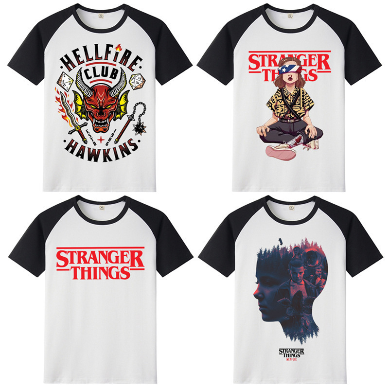Stranger Things Season 4 Merchandise Short-Sleeve T-Shirt Hellfire Club Collaboration Half-Sleeve Cosplay Clothing Summer Wear Stranger Things Season 4 Merchandise Short-Sleeve T-Shirt Hellfire Club Collaboration Half-Sleeve Cosplay Clothing Summer Wear
