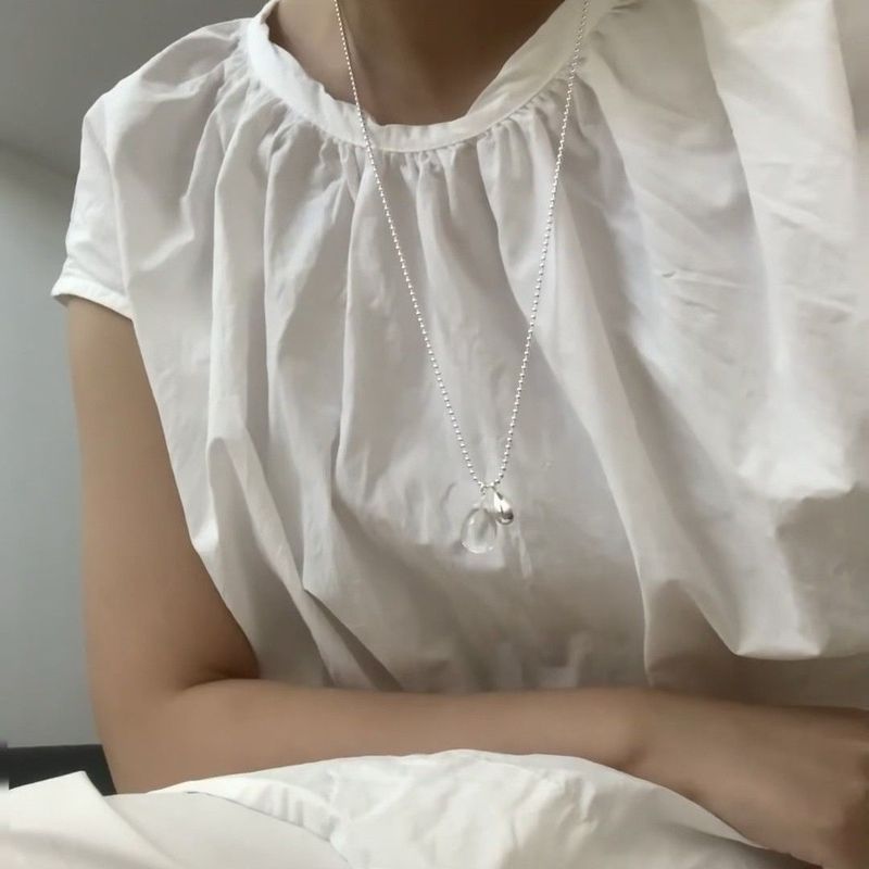 2025 ホットな新ホワイトクリスタルウォータードロップシルバーペンダントネックレス女性のニッチ気質鎖骨チェーンガールフレンドのための|undefined