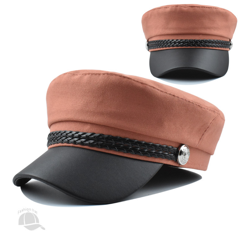 Women's Vintage Style Simple Style Solid Color Curved Eaves Military Hat display picture 2