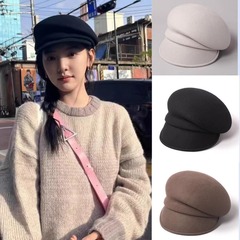 日本CA4LAウール鴨舌帽子供帽秋冬馬術帽レトロファッション章若楠同モデルベレー帽