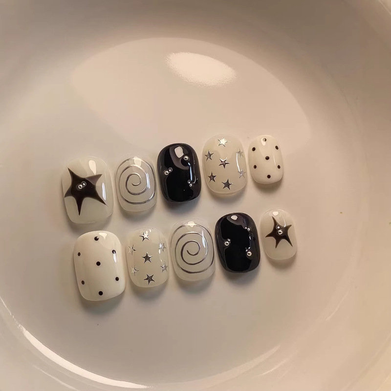 【Made in Shenzhen】Silver Starburst Purely Handmade Wearable Nail Art Whitening Nail Stickers Nail Patches 【Made in Shenzhen】Silver Starburst Purely Handmade Wearable Nail Art Whitening Nail Stickers Nail Patches