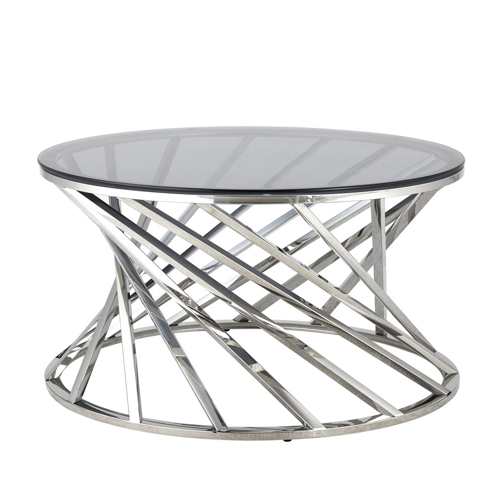 Mesa de té de vidrio temperado, mesa de café de lujo, mesa de café de vidrio moderna y simple.
