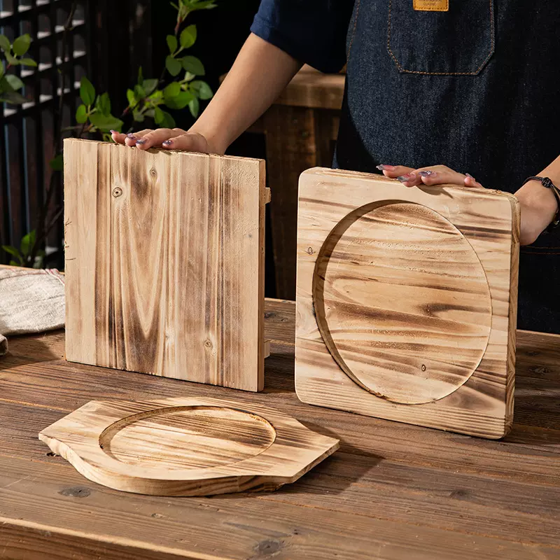 木质砂锅隔热托盘石锅底座木垫围炉煮茶防烫木板餐用耐高温木盘