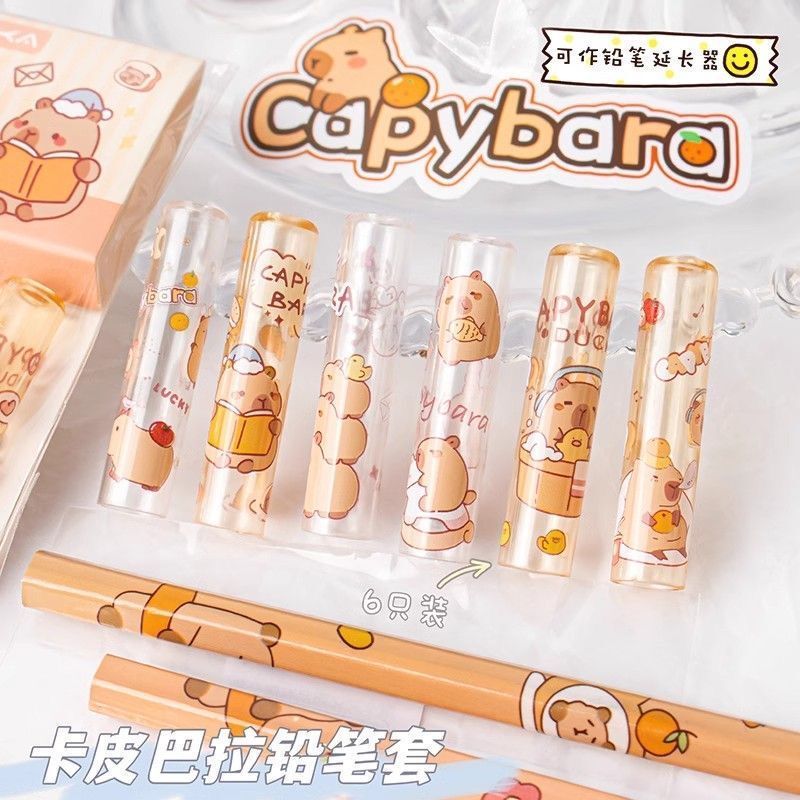 2025 Kapibala Pencil Sleeve Extender Pen Cap Extension Protective Cover Cartoon Creative Cute Correction Pen Holder