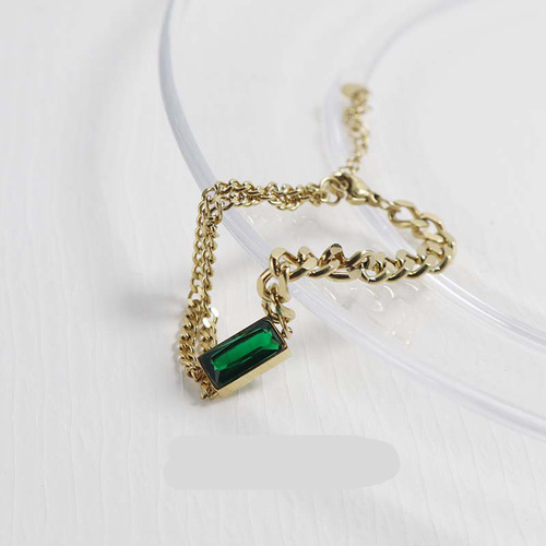 Titanium steel European and American fashion ins style niche design emerald temperament bracelet female personality simple hand jewelry