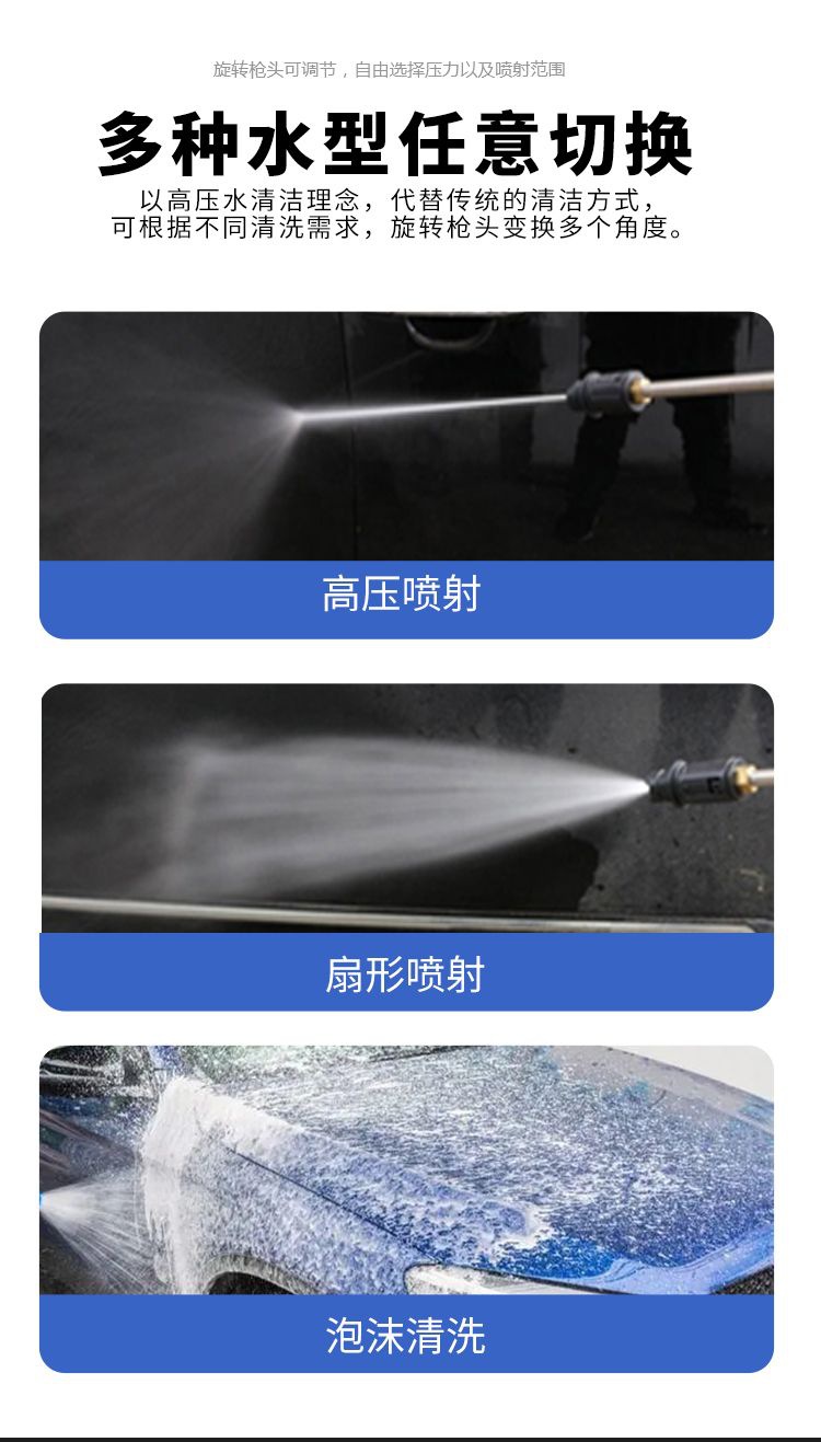 Black Cat High-Pressure Car Washer for Home Use 220V Cleaning Machine High-Power Fully Automatic Car Wash Tool Portable Car Wash Pump
