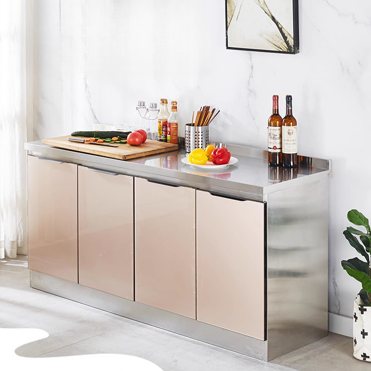 Cabinet Simple Stainless Steel Kitchen Assembly Household Economical Sink Cabinet Cupboard Multi-Functional Stove Cabinet