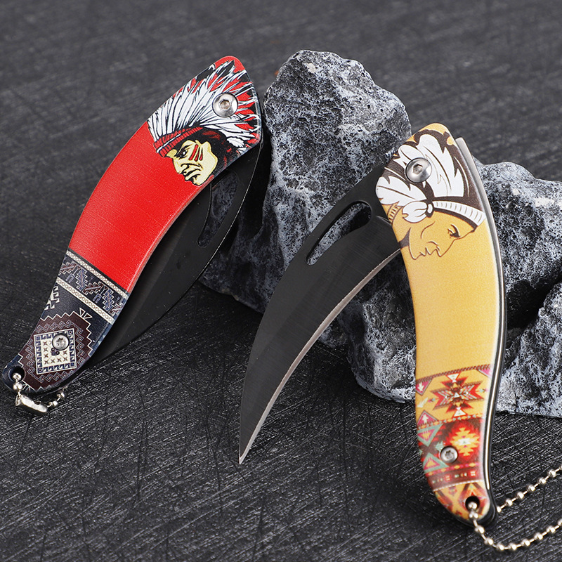 户外刀具随身小刀印第安野外防身迷你小刀多功能水果刀求生折叠刀