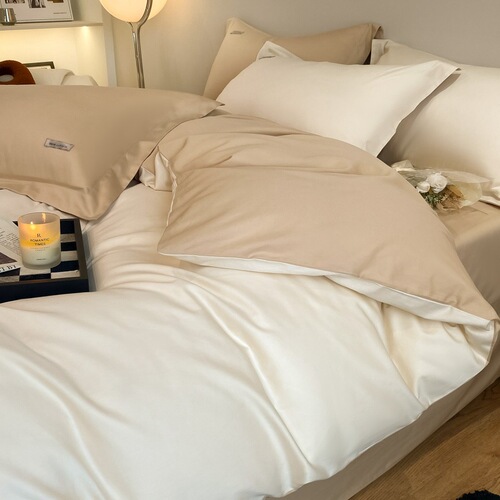 160 pieces of lightweight luxury high-end long-staple cotton bed set, all-cotton pure cotton bed skirt, simple solid color bedding, comforter cover