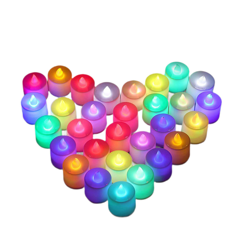 Batería LED colorida simulación romántica pequeña lámpara de vela electrónica luz de atmósfera de cumpleaños en línea rojo amor vela cena roja
