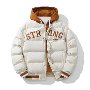 New 2023 new embroidery fake two-piece cotton coat cross-border single men's hooded autumn and winter cotton and thickening