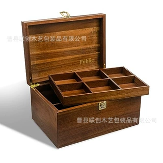 Acacia Wood Jewelry Box Custom Souvenir Storage Box Double