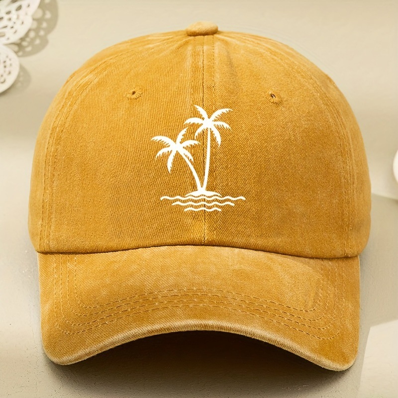 154g Weight Baseball Cap Hats Type Daily Occasion Cotton Material Coconut Tree Pattern Summer, Spring, Autumn Season Unisex Gender Printing Design Simple Style Style Curved Eaves Rim Unisex Simple Style Coconut Tree Printing Curved Eaves Baseball Cap 6