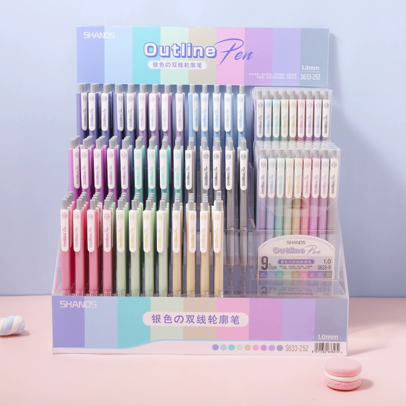 Ручка Outline Shan Zhi S633-9, серебристый контур, роллер 0,5 мм, для студентов/DIY
