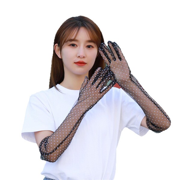 Sexy black short lace breathable gloves