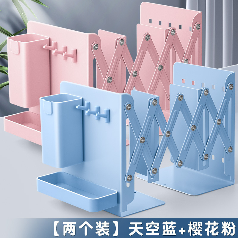 Libro, libro, soporte de libro, bolígrafo de libro, estante de almacenamiento fijo, estante de libro con superficie de escritorio, espesación y metal de libro telescópico