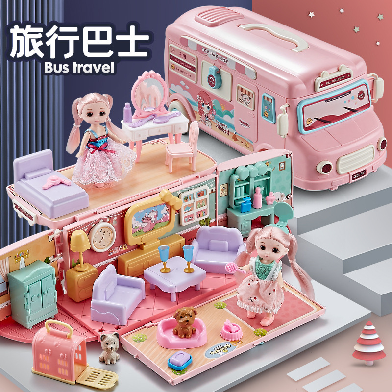 선물 상자 모델 [선물 없음] 핑크 버스 + 인형 1개