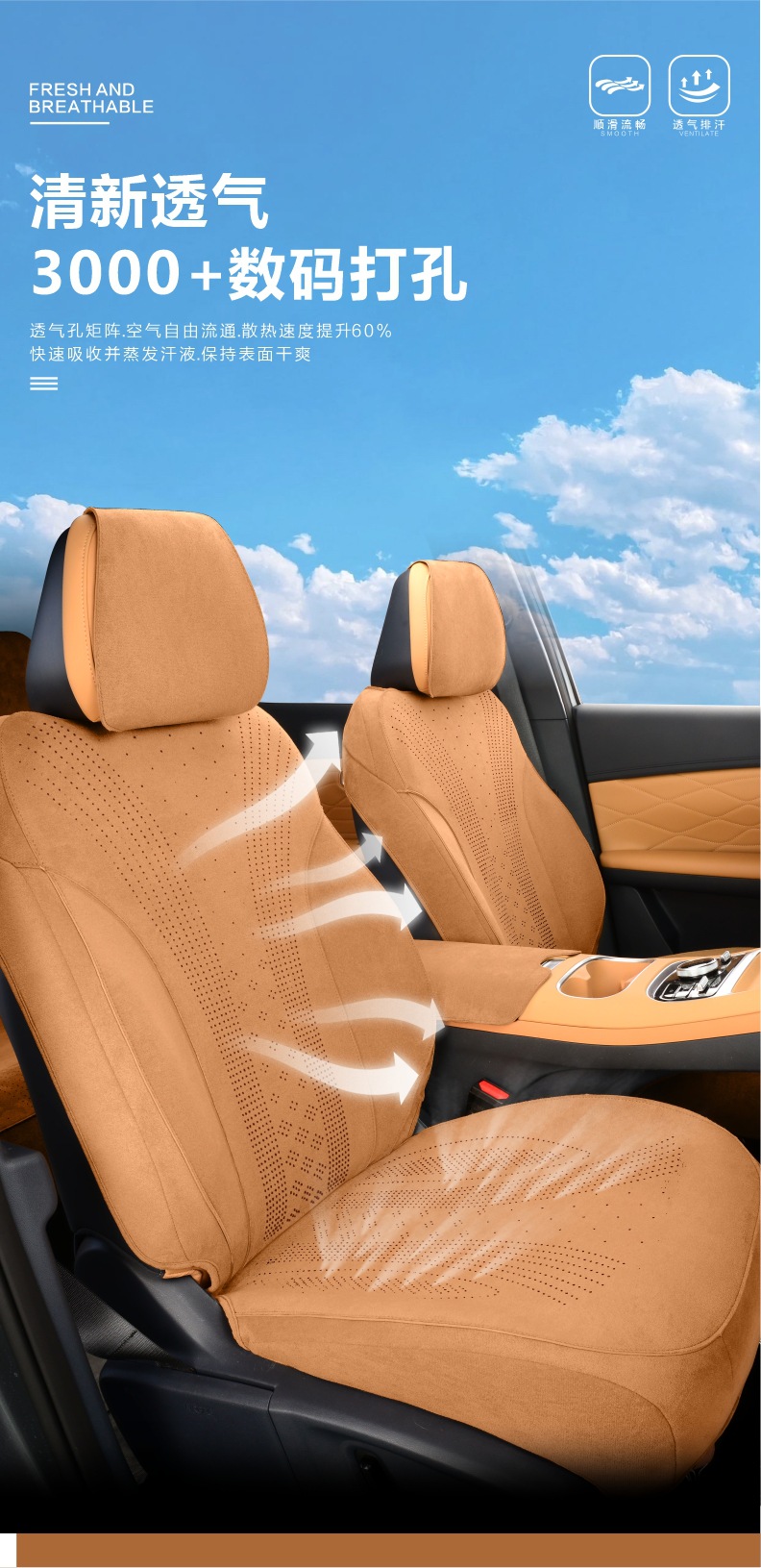 Geely Xingjian 7Emi Special Car Seat Cushion for the Rear Seat, Ventilated and Breathable, Suitable for All Seasons, Suede Leather Seat Cover