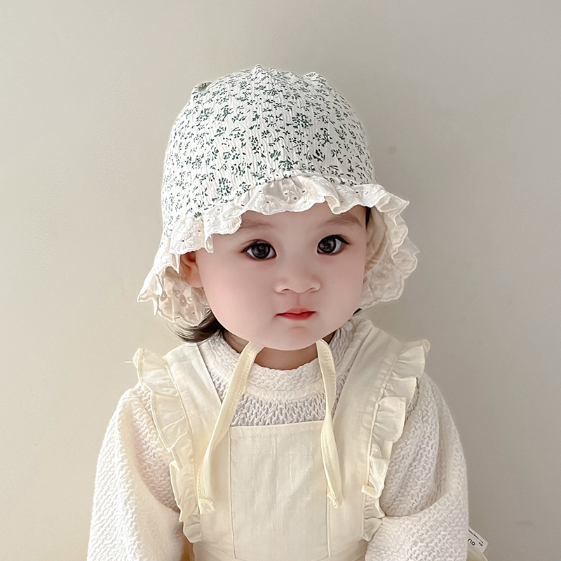 Sombrero de la corte infantil primavera y otoño gorro de princesa de flores cortas encantador versátil para bebés protectoras de oídos sombrero de protección solar