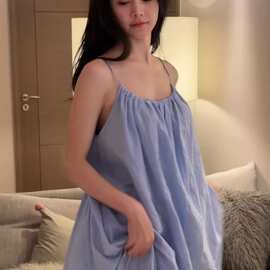 【现货】法式纯欲吊带睡衣女夏露背睡裙大码家居连衣裙长裙可外穿