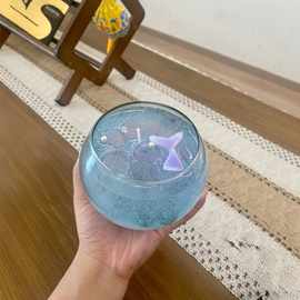 小圆球鱼尾玻璃杯 创意果冻蜡造型香薰蜡烛批发家居摆件