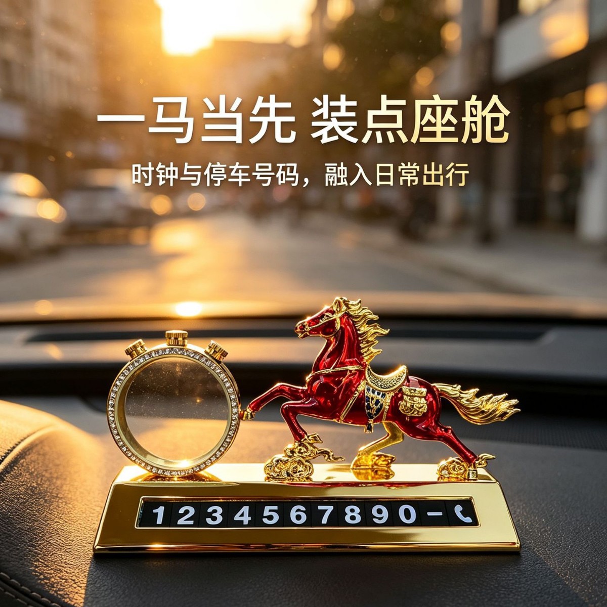 2026 new car ornaments, alloy horse figurine for good luck, car perfume holder, car decoration, horse figurine for prosperity