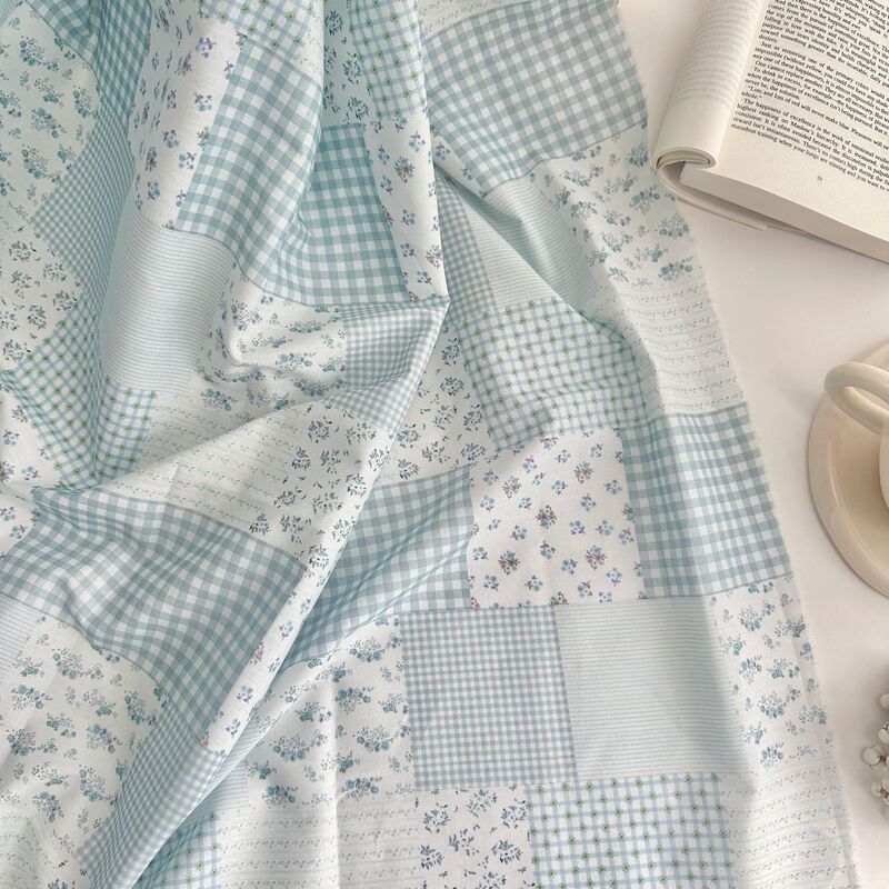 Cotton 40 digital printed fabric Korean mosaic floral cloth women's clothing children's clothing home clothing DIY