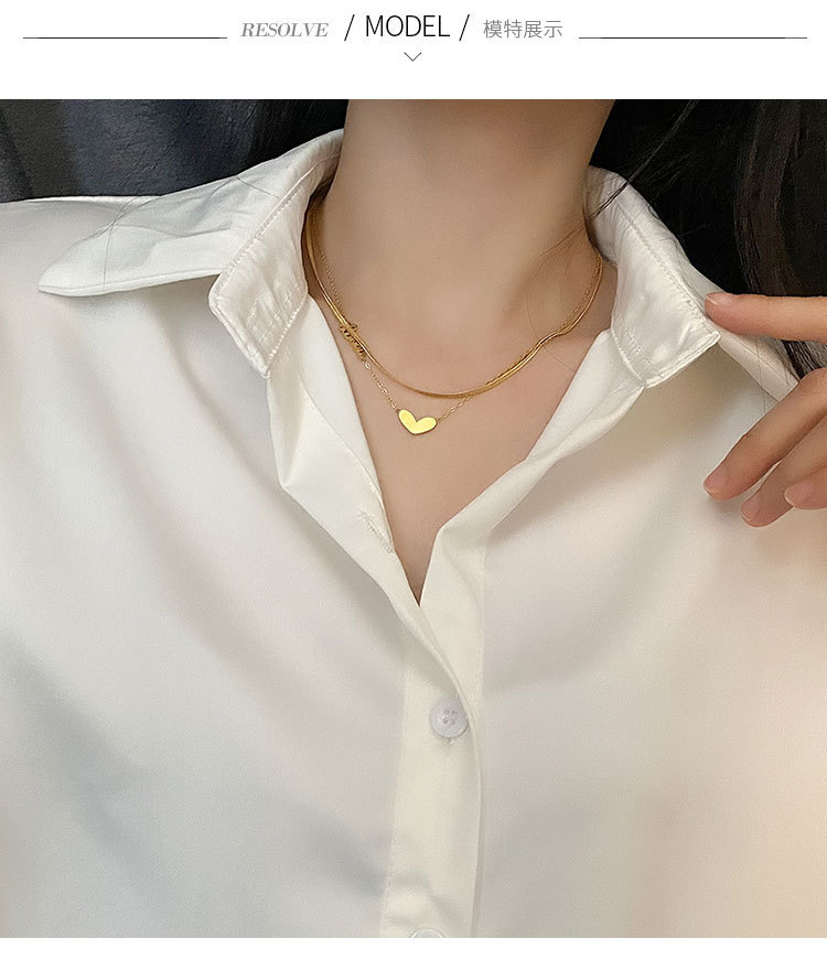 9g Weight Vacuum Plating Real Gold Plated 18K Gold Rose Gold Plated Silver Plated Letter Heart Shape 304 Stainless Steel Fashion Waterproof Non Tarnish Titanium Steel Layered Necklaces