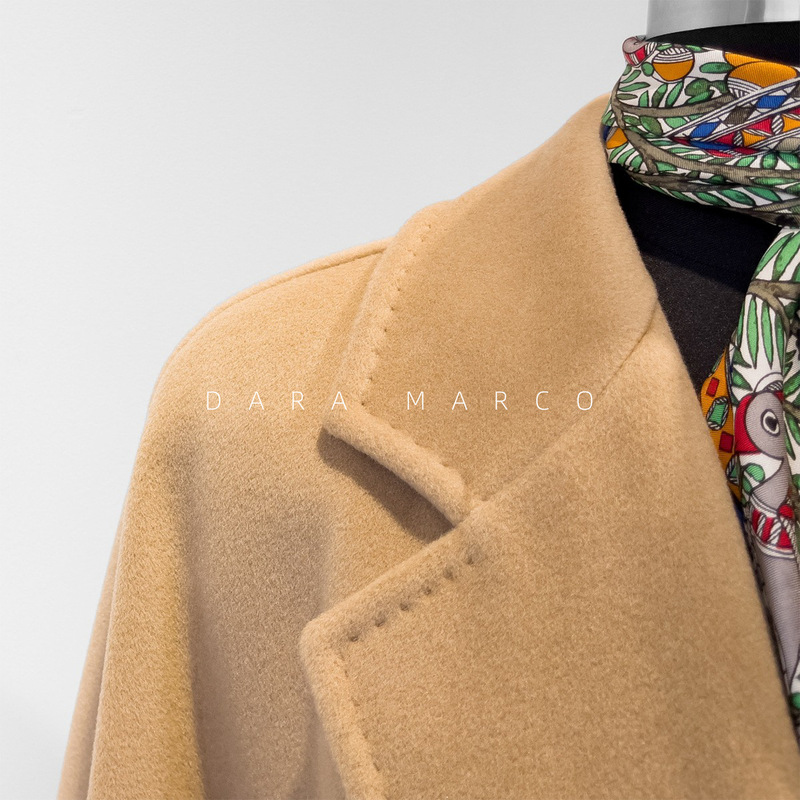 M Brand Iodine-Coated Gao Coat for Women, Over-The-Knee, 10% Cashmere, Long Woolen Autumn and Winter Woolen Coat 101801