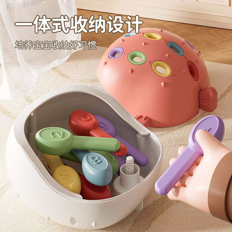 赤ちゃんと子供の教育用フグとハリネズミのパズルビルディングブロック、0〜3歳向け、思考力トレーニング、収納可能、啓発認知玩具|undefined