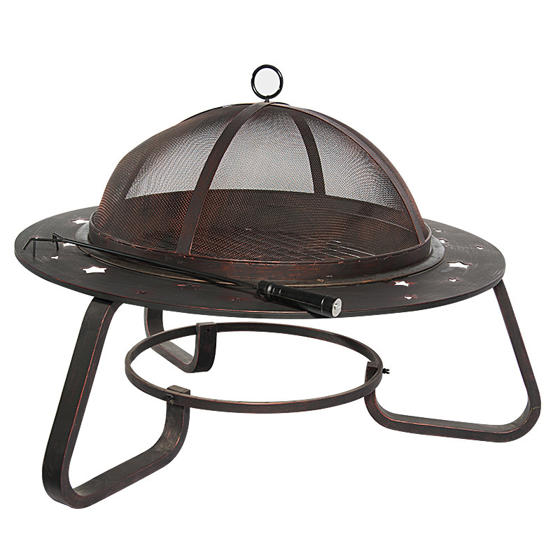 复古欧美款三脚铁艺木炭烤火炉子 多功能家用取暖器花园户外暖炉