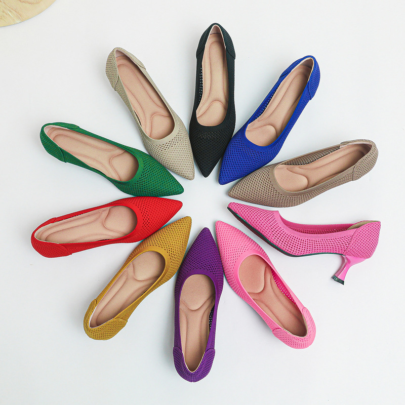 Multicolor Hollow Sandals Princess Shoes Summer Comfortable Fly-Knit High Heels Women's Fashion Breathable High Heels Stiletto Heels