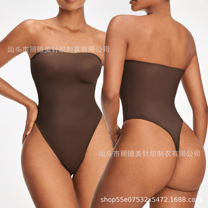 European and American Style Sexy Shapewear One-Piece Button-Up Strapless Comfortable Tube Top One-Piece Thong Bodysuit Lingerie European and American Style Sexy Shapewear One-Piece Button-Up Strapless Comfortable Tube Top One-Piece Thong Bodysuit Lingerie