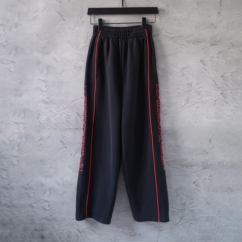 In-Stock Correct Version Bl New Red Label Letter Embroidery Casual Loose Fit Unisex Pants In-Stock Correct Version Bl New Red Label Letter Embroidery Casual Loose Fit Unisex Pants