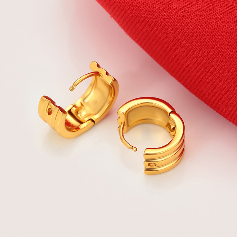 Xuping nueva moda simple brillante geometría auriculares nicho ligero de lujo atmósfera aleación de cobre chapado 24k auriculares para mujeres