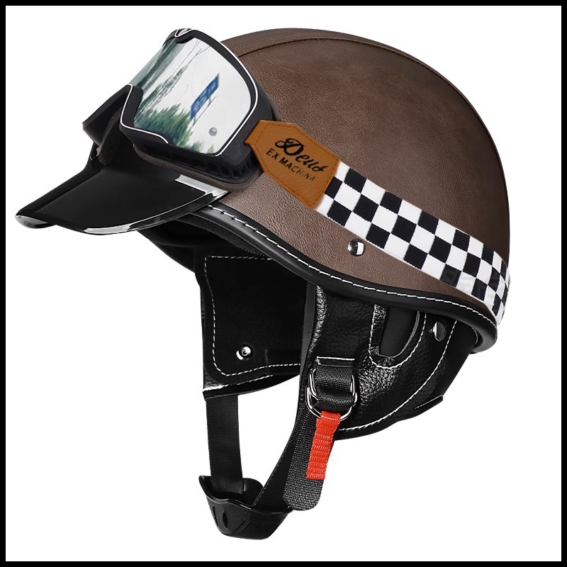 Comercio exterior se especializa en casco de motocicleta verano retro motocicleta medio casco Harley crucero primicia casco hombres y mujeres coche eléctrico seguridad