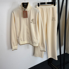 2025夏季南油高新款运动套装logo刺绣立领长袖拉链外套+休闲长裤