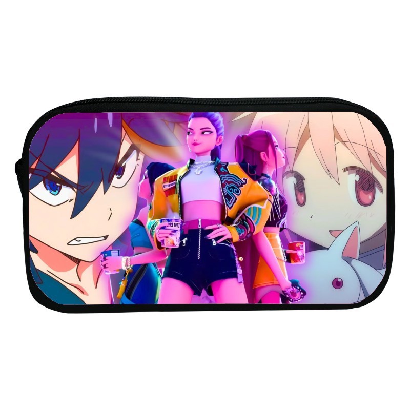 新品印花猎魔女团K-POP笔袋卡通文具袋Huntrix Kpop小学生收纳包|undefined