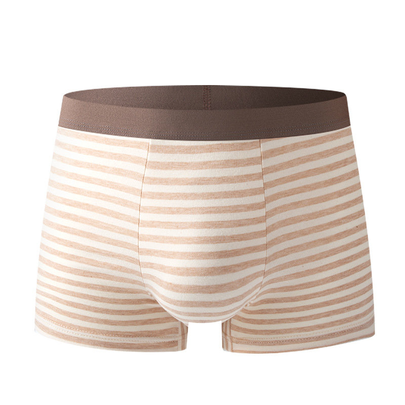 Pantalones de algodón de color de moda a rayas para la piel, entrepierna transpirable, pantalones de algodón adolescente de cuatro esquinas.