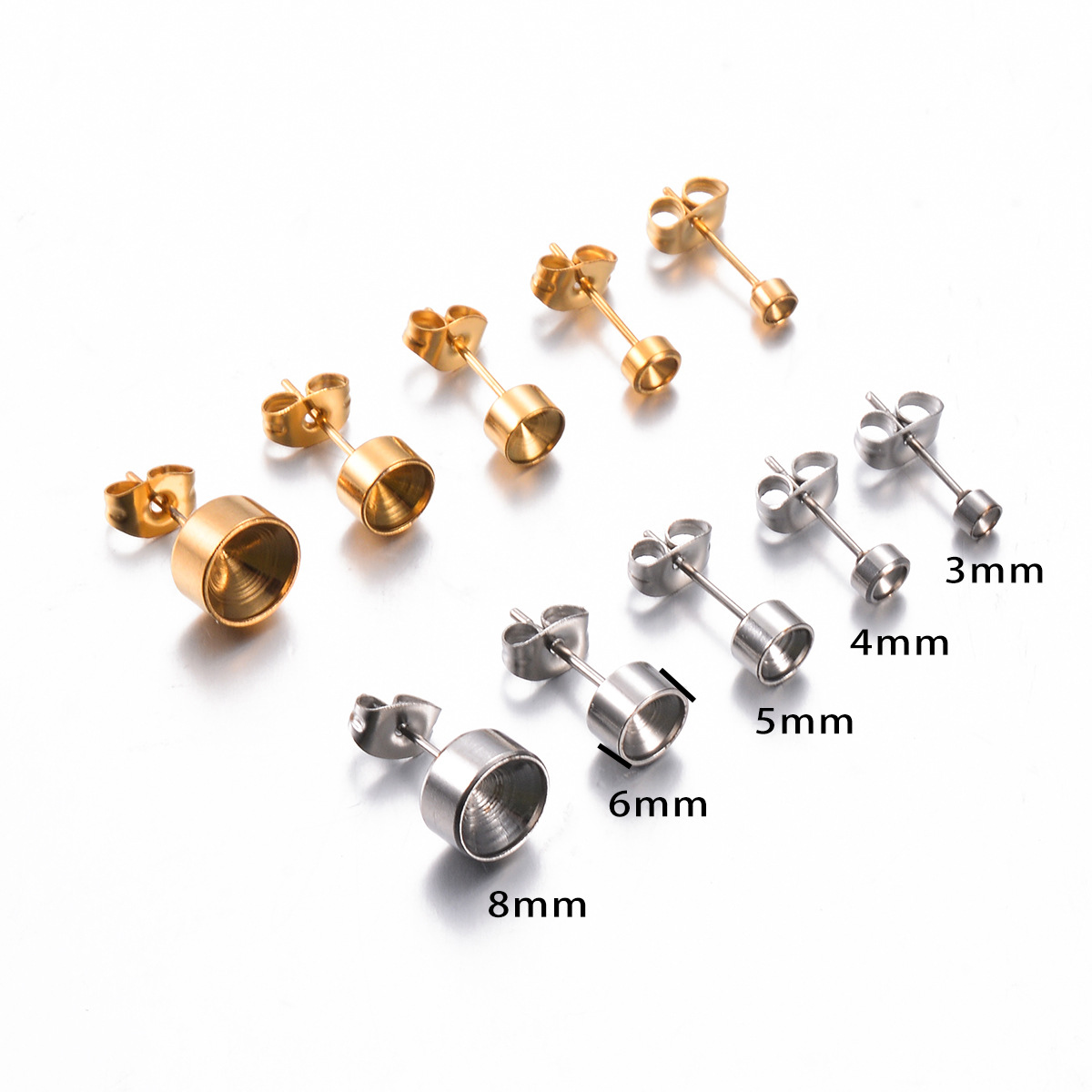 20 PCS/Package Stainless Steel Solid Color Ear Stud Accessories Simple Style display picture 1