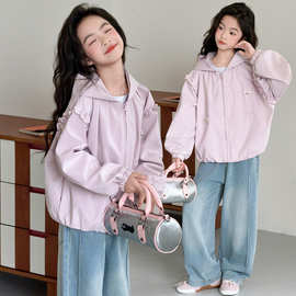 女童外套春秋款2026新款洋气儿童时髦冲锋衣女孩大童春装夹克上衣