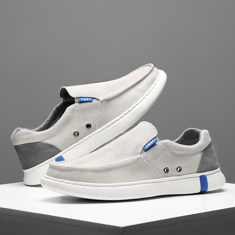 Men's Quality Canvas Shoes Slip-on Cloth Shoes Lightweight Old Beijing Canvas Shoes Non-Slip Lazy Shoes Wide Edition Dad Shoes